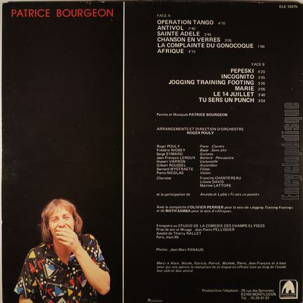 [Pochette de Incognito (Patrice BOURGEON) - verso]