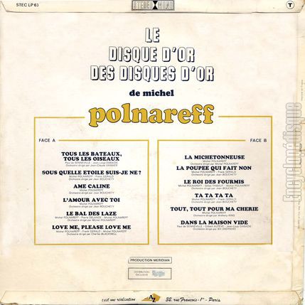 [Pochette de Le disque d’or des disques d’or (Michel POLNAREFF) - verso]