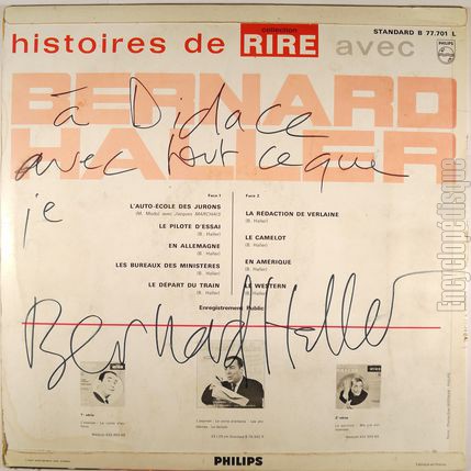 [Pochette de Histoires de rire (Bernard HALLER) - verso]