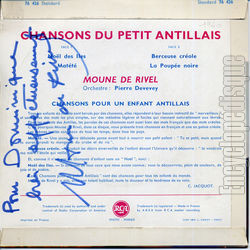 [Pochette de Chansons du petit antillais (Moune de RIVEL) - verso]