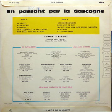 [Pochette de En passant par la Gascogne (Andr DASSARY) - verso]