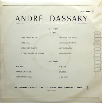 [Pochette de Chansons du pays basque (Andr DASSARY) - verso]