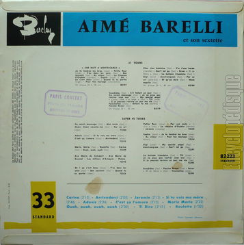 [Pochette de Carina, Adonis, Roulette… (Aim BARELLI) - verso]