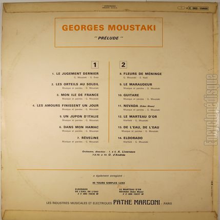 [Pochette de Prlude (Georges MOUSTAKI) - verso]