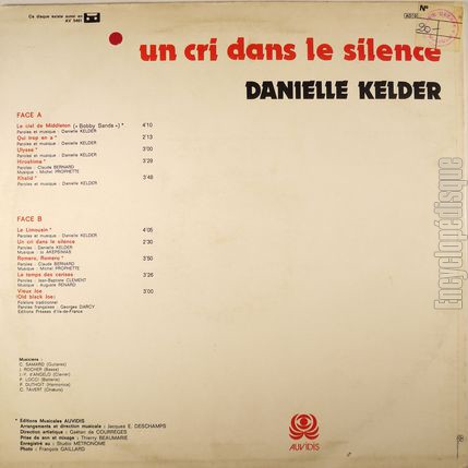 [Pochette de Un cri dans le silence (Danielle KELDER) - verso]