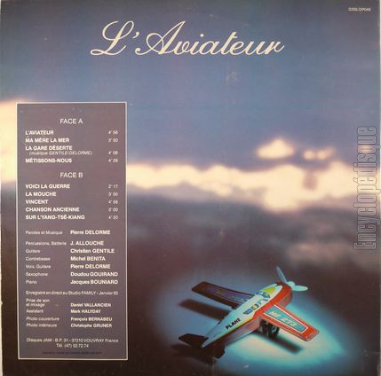 [Pochette de L’aviateur (Pierre DELORME) - verso]