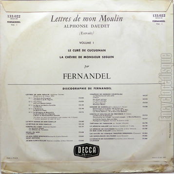 [Pochette de Lettres de mon moulin - 1 (FERNANDEL) - verso]