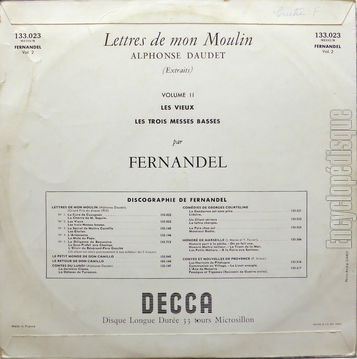 [Pochette de Lettres de mon moulin - 2 (FERNANDEL) - verso]