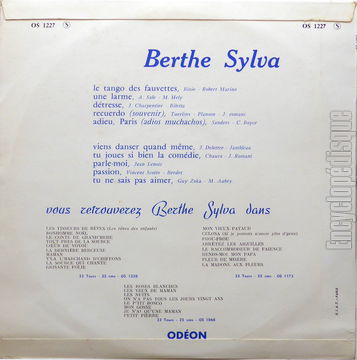 [Pochette de Le tango des fauvettes, Dtresse, Passion… (Berthe SYLVA) - verso]