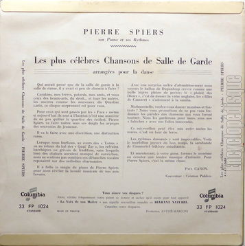 [Pochette de Les plus clbres chansons de corps de garde (Pierre SPIERS) - verso]