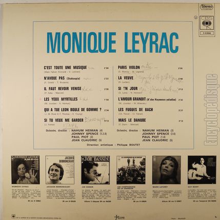 [Pochette de C’est toute une musique / N’avoue pas… (Monique LEYRAC) - verso]