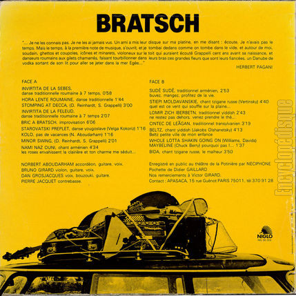 [Pochette de Bratsch (BRATSCH) - verso]