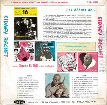 [Pochette de Sidney Bechet en 16 tours (Sidney BECHET) - verso]