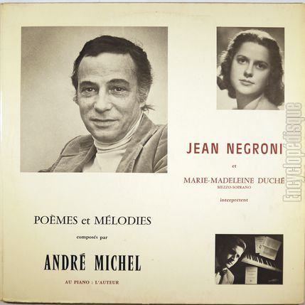 [Pochette de Pomes et mlodies  composs par Andr Michel (Jean NEGRONI et Marie-Madeleine DUCH)]