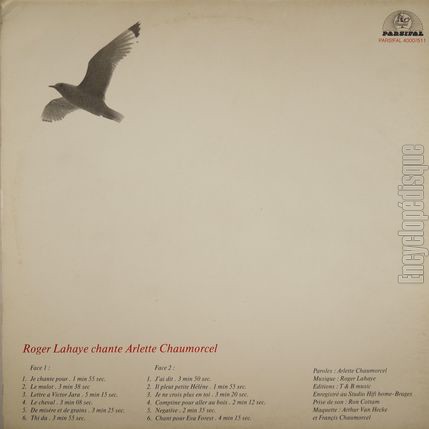 [Pochette de Roger Lahaye chante Arlette Chaumorcel (Roger LAHAYE) - verso]