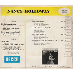 [Pochette de Dix bonnes raisons (Nancy HOLLOWAY) - verso]