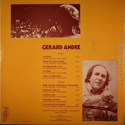 [Pochette de Chansons pour la vie (Grard ANDR) - verso]