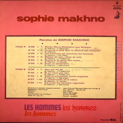 [Pochette de Les hommes, les hommes, les hommes (Sophie MAKHNO) - verso]