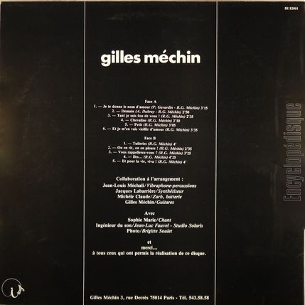 [Pochette de Tant je suis fou de vous ! (Gilles MCHIN) - verso]