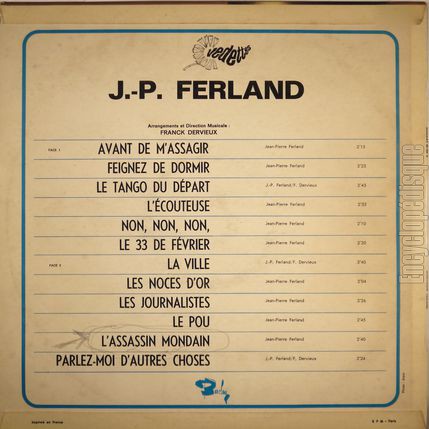 [Pochette de Avant de m’assagir, La ville, Le pou… (Jean-Pierre FERLAND) - verso]