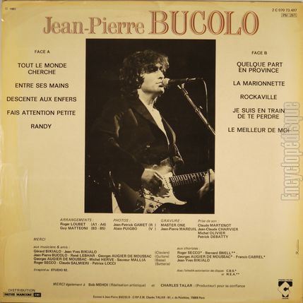 [Pochette de Tout le monde cherche, Randy, Rockaville… (Jean-Pierre BUCOLO) - verso]