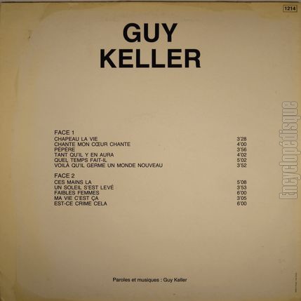 [Pochette de Chapeau la vie (Guy KELLER) - verso]