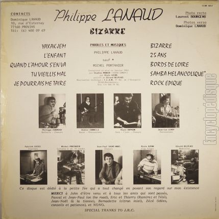 [Pochette de Bizarre (Philippe LANAUD) - verso]