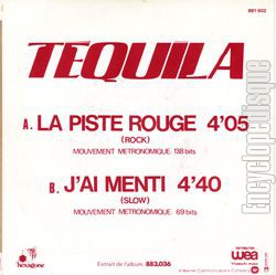 [Pochette de La piste rouge / J’ai menti (TQUILA) - verso]