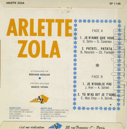 [Pochette de Je n’aime que vous (Arlette ZOLA) - verso]