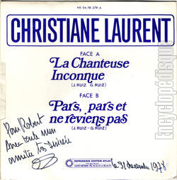 [Pochette de La chanteuse inconnue / Pars, pars et ne reviens pas (Christiane LAURENT) - verso]