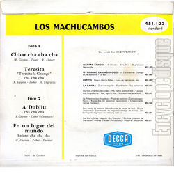 [Pochette de Cha cha chas (Los MACHUCAMBOS) - verso]