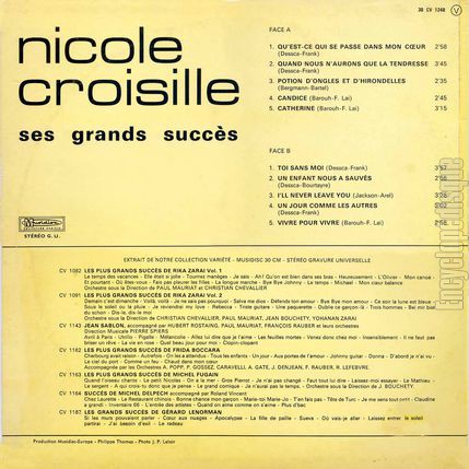 [Pochette de Ses grands succs (Nicole CROISILLE) - verso]