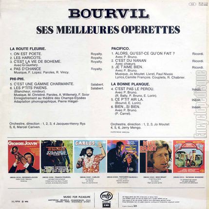 [Pochette de Ses meilleures operettes (BOURVIL) - verso]