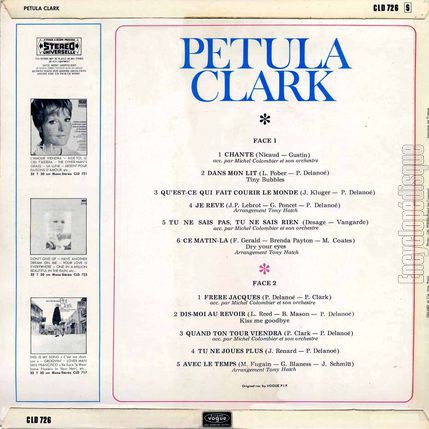 [Pochette de Chante, je rve, avec le temps… (Petula CLARK) - verso]