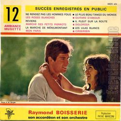 [Pochette de 12 succs enregistrs en public (Raymond BOISSERIE)]