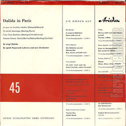 [Pochette de Dalida in Paris (DALIDA) - verso]