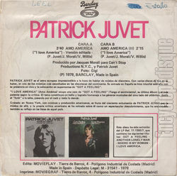 [Pochette de I love America (Patrick JUVET) - verso]