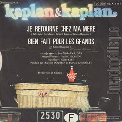 [Pochette de Je retourne chez ma mre / Bien fait pour les grands (KAPLAN & KAPLAN) - verso]