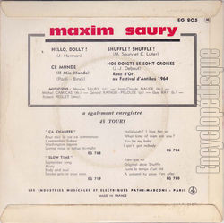 [Pochette de Hello, Dolly ! (Maxim SAURY) - verso]