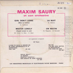 [Pochette de Mister Lonely (Maxim SAURY) - verso]