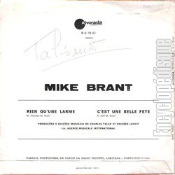 [Pochette de Rien qu’une larme (Mike BRANT) - verso]