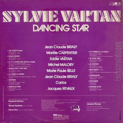 [Pochette de Dancing star (Sylvie VARTAN) - verso]