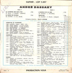 [Pochette de La chanson des bls d’or (Andr DASSARY) - verso]