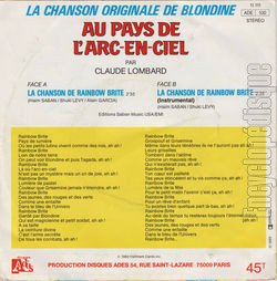 [Pochette de Blondine au pays de l’arc en ciel (T.V. (Tlvision)) - verso]