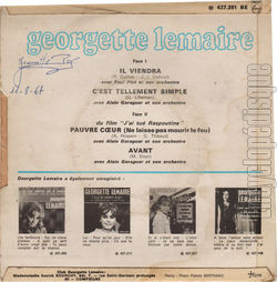 [Pochette de Avant (Georgette LEMAIRE) - verso]