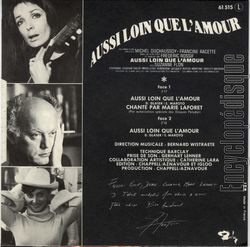 [Pochette de Aussi loin que l’amour (B.O.F.  Films ) - verso]