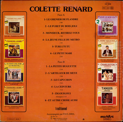 [Pochette de Chansons polissonnes (Colette RENARD) - verso]