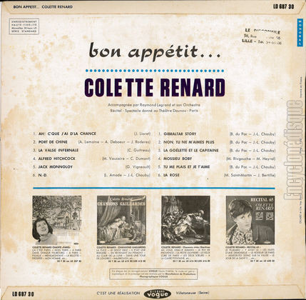 [Pochette de Bon apptit… (Colette RENARD) - verso]