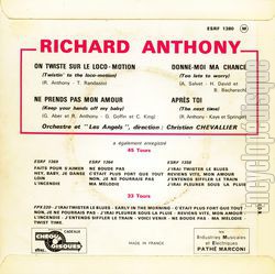 [Pochette de On twiste sur le locomotion (Richard ANTHONY) - verso]