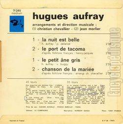 [Pochette de La nuit est belle (Hugues AUFRAY) - verso]